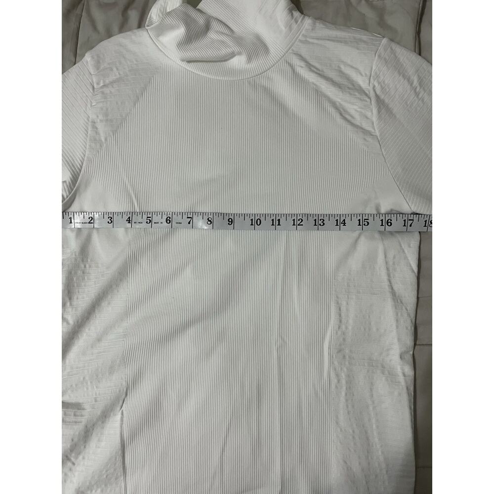 Athleta Flurry Blizzard Rib Turtleneck Large Bright White Seamless Stretch - Picture 5 of 9